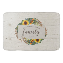 Country Sunblumen Rustic Wood Familienname Badematte