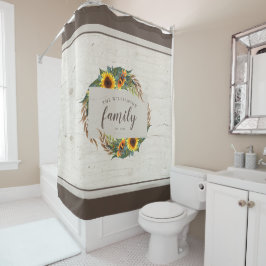 Country Sunblumen Rustic Wood Familienname Duschvorhang