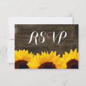Country Sunblumen Rustic Wood Wedding RSVP Karten (Rückseite)