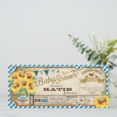 Country Sunblumen und Gingham Karo Baby Shower Einladung (Stehend Vorderseite)