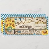 Country Sunblumen und Gingham Karo Baby Shower Einladung (Vorne/Hinten)
