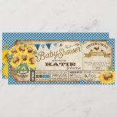 Country Sunblumen und Gingham Karo Baby Shower Einladung (Vorne/Hinten)