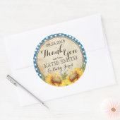 Country Sunblumen und Gingham Karo Vielen Dank Runder Aufkleber (Umschlag)