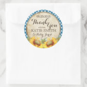 Country Sunblumen und Gingham Karo Vielen Dank Runder Aufkleber (Tasche)