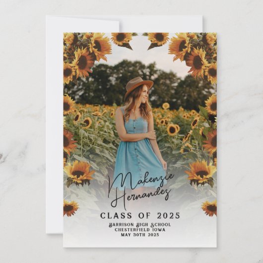 Country Sunflower Abschluss Ankündigung (Vorderseite)