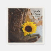 Country Sunflower and Lace Western Hochzeit Serviette (Vorderseite)