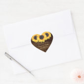 Country Sunflower auf Wood Wedding Heart Sticker (Umschlag)