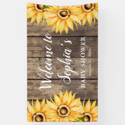 Country Sunflower Baby Dusche Willkommen Banner (Vertikal)