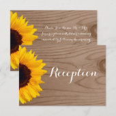 Country Sunflower Barn Wood Wedding Card Begleitkarte (Vorne/Hinten)
