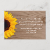 Country Sunflower Barn Wood Wedding Card Begleitkarte (Rückseite)