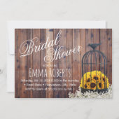 Country Sunflower & Birdcage Rustikales Brautparty Einladung (Vorderseite)