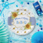 Country Sunflower Blue Gingham Baby Q Barbeque Pappteller (Party)