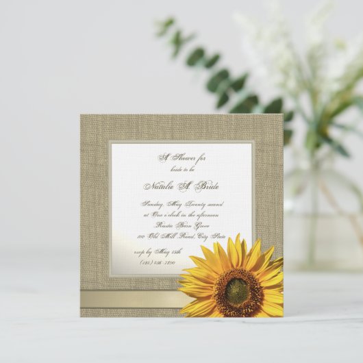 Country Sunflower Brautparty Einladung (Stehend Vorderseite)