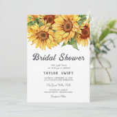 Country Sunflower Bridal Dusche Einladung (Stehend Vorderseite)