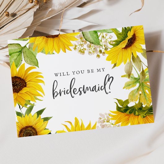 Country Sunflower Bridesmaid Vorschlagskarte Einladung