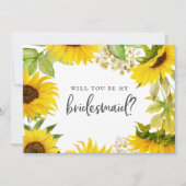 Country Sunflower Bridesmaid Vorschlagskarte Einladung (Vorderseite)