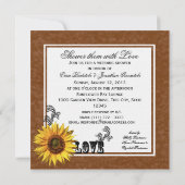 Country Sunflower Brown Brautparty Einladung (Rückseite)