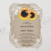 Country Sunflower Burlap Blues Hochzeit Einladung (Vorne/Hinten)