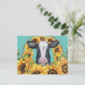 Country Sunflower Cow Postkarte (Stehend Vorderseite)