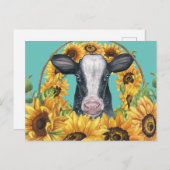 Country Sunflower Cow Postkarte (Vorne/Hinten)