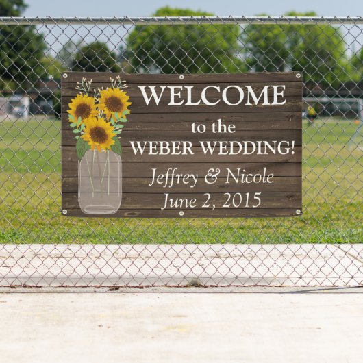 Country Sunflower Custom Wedding Banner (Insitu)