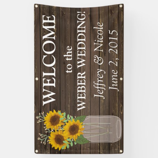 Country Sunflower Custom Wedding Banner (Vertikal)