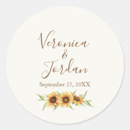 Country Sunflower Custom Wedding Stickers