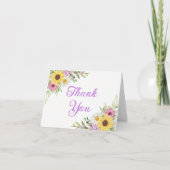 Country Sunflower Daisy Floral Wedding Thank You Dankeskarte (Vorderseite)