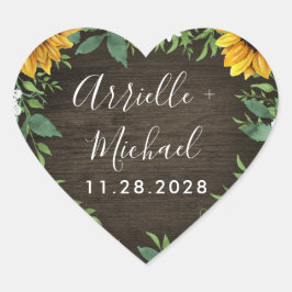 Country Sunflower Daisy Gastgeschenk Hochzeit Stic Herz-Aufkleber