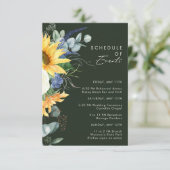 Country Sunflower | Dunkelgrüner Veranstaltungskal Begleitkarte (Stehend Vorderseite)