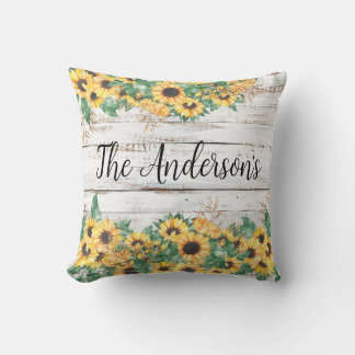 Country Sunflower Familienname Throw Kissen