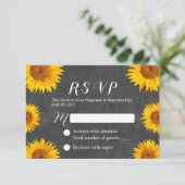 Country Sunflower Floral Chalkboard Hochzeit RSVP (Stehend Vorderseite)