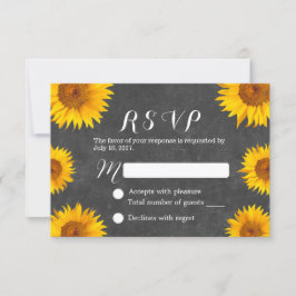 Country Sunflower Floral Chalkboard Hochzeit RSVP Karte