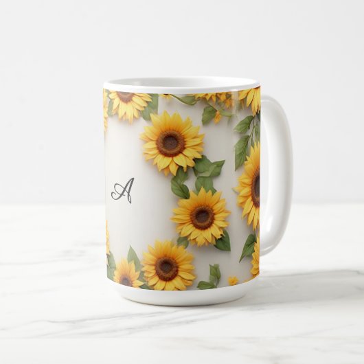 Country Sunflower Floral Design Kaffeetasse (VorderseiteRechts)