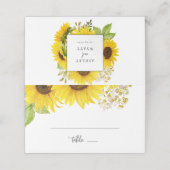 Country Sunflower Folded Wedding Platzkarte (Außenseite Aufgefaltet)