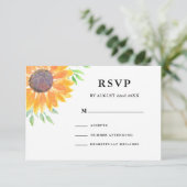 Country Sunflower Foliage Wedding RSVP (Stehend Vorderseite)