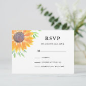 Country Sunflower Foliage Wedding RSVP Karte (Stehend Vorderseite)