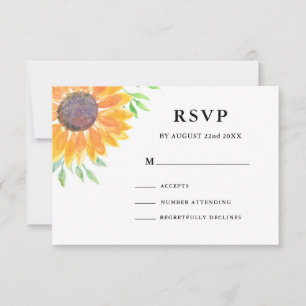 Country Sunflower Foliage Wedding RSVP Karte