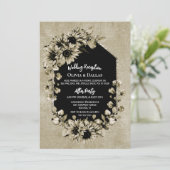 Country Sunflower Foto Hochzeitsempfang Einladung (Stehend Vorderseite)