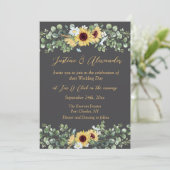 Country Sunflower Foto QR Code Hochzeit Einladung (Stehend Vorderseite)