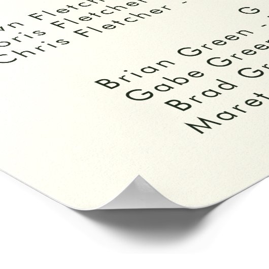 Country Sunflower | Gelbe Alphabetische Sitzplätze Poster (Ecke)