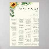 Country Sunflower | Gelbe Alphabetische Sitzplätze Poster (Vorne)