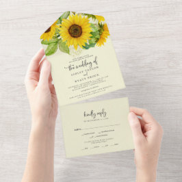 Country Sunflower | Gelbe Hochzeit All In One Einladung