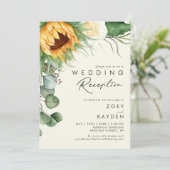 Country Sunflower | Hellgelbe Hochzeitsempfehlung Einladung (Stehend Vorderseite)