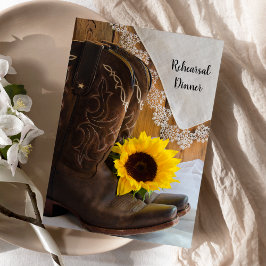 Country Sunflower Lace Hochzeit Probe Dinner Einladung