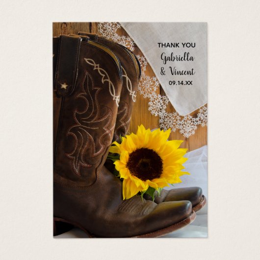 Country Sunflower Lace Western Gastgeschenk Hochze (Vorderseite)