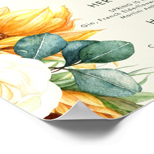 Country Sunflower | Leichte Getränke mit gelber Un Poster (Ecke)