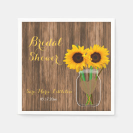 Country Sunflower Mason Jar Brautparty Serviette