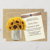 Country Sunflower & Mason Jar Burlap Brautparty Einladung (Vorne/Hinten)