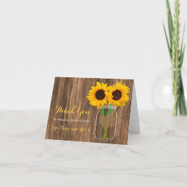 Country Sunflower Mason Jar Design Dankeskarte